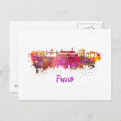 Pune-Skyline in Aquarellfarbe Postkarte (Vorne/Hinten)