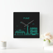 Pune skyline quadratische wanduhr (Zuhause)