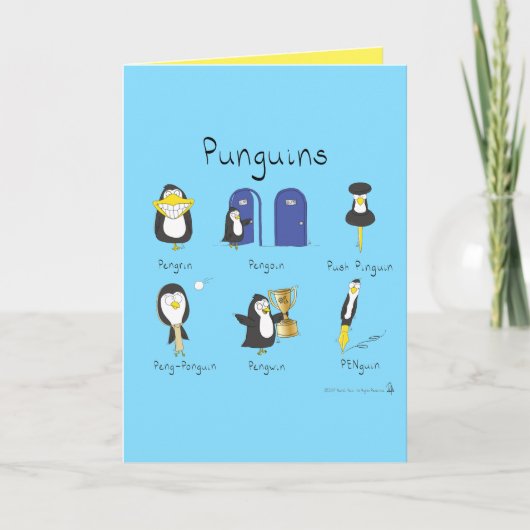 Punguins Penguin Puns Funny Greycard Karte (Vorderseite)