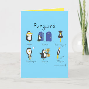 Punguins Penguin Puns Funny Greycard Karte