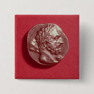 Punic Münze, die den Kopf von Hamilcar Barca trä Button
