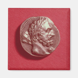 Punic Münze, die den Kopf von Hamilcar Barca trä Magnet