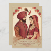 punjabi Hochzeitskarte Einladung (Vorne/Hinten)