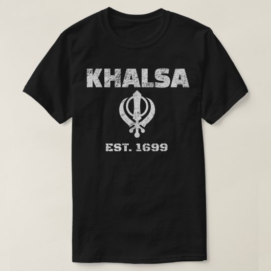 Punjabi Sikh Khanda Khalsa gegründet 1699 T-Shirt (Design vorne)
