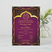 Punjabi Sikh Wedding Anand Karaj Floral Einladung (Stehend Vorderseite)