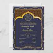 Punjabi Sikh Wedding Anand Karaj Floral Einladung (Vorderseite)