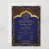 Punjabi Sikh Wedding Anand Karaj Floral Einladung (Vorderseite)