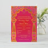 Punjabi Sikh Wedding Anand Karaj Golden Einladung (Stehend Vorderseite)