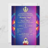 Punjabi Sikh Wedding Anand Karaj Golden Einladung (Vorderseite)