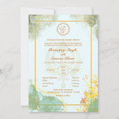 Punjabi Sikh Wedding Anand Karaj Golden Einladung (Vorderseite)