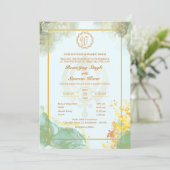 Punjabi Sikh Wedding Anand Karaj Golden Einladung (Stehend Vorderseite)