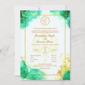 Punjabi Sikh Wedding Anand Karaj Golden Einladung (Vorderseite)