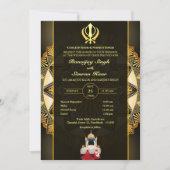 Punjabi Sikh Wedding Anand Karaj Golden Einladung (Vorderseite)
