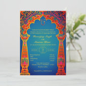 Punjabi Sikh Wedding Anand Karaj Golden Einladung (Stehend Vorderseite)