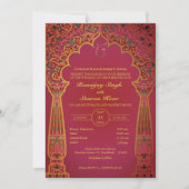 Punjabi Sikh Wedding Anand Karaj Golden Einladung (Vorderseite)