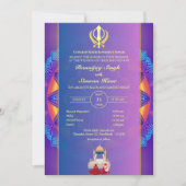 Punjabi Sikh Wedding Anand Karaj Golden Einladung (Vorderseite)