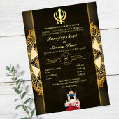 Punjabi Sikh Wedding Anand Karaj Golden Einladung