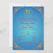 Punjabi Sikh Wedding Anand Karaj Golden Einladung (Vorderseite)