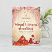 Punjabi Wedding Cards Anand Karaj Einladungen (Stehend Vorderseite)