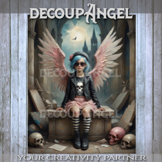 Punk Angel in Stripes Decoupage Seidenpapier