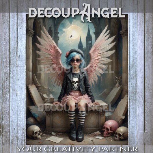 Punk Angel in Stripes Decoupage Seidenpapier