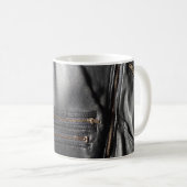 Punk Black Imitate Leather Biker Jacket Kaffeetasse (VorderseiteRechts)