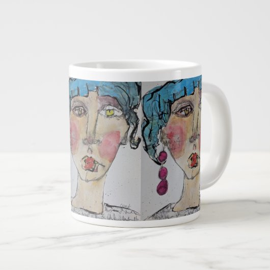 Punk Blue Jumbo Tasse (Vorderseite Rechts)
