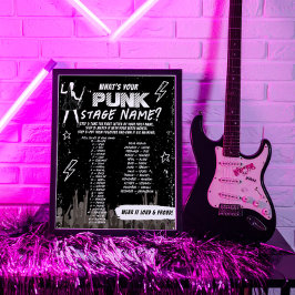 Punk Bühne Rock Band Bachelorette Game Sign Poster