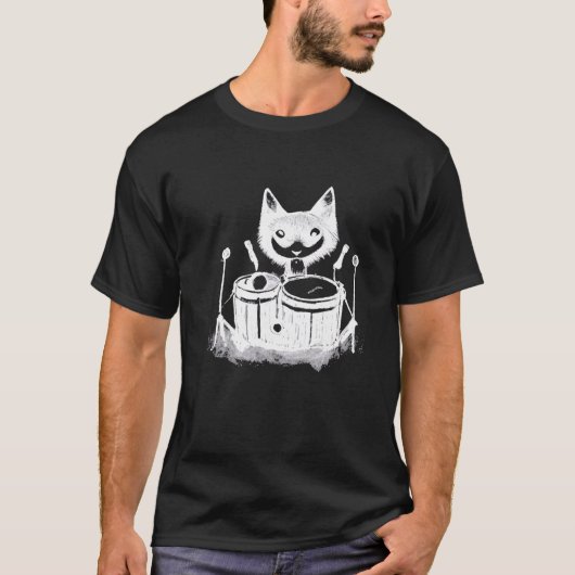 Punk Cat Playing Drums  6 T-Shirt (Vorderseite)