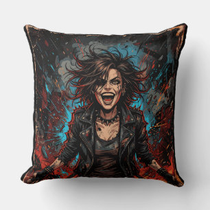 Punk Chaos Mädchen Explosion   Grunge Rebell Feuer Kissen