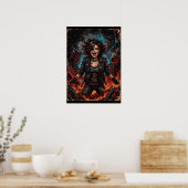 Punk Chaos Mädchen Explosion | Grunge Rebell Feuer Poster (Küche)