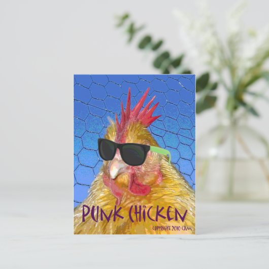 Punk Chicken Postkarte (Stehend Vorderseite)