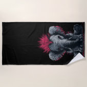 Punk Elefant Kunst – Mohawk Tierdesign Strandtuch (Vorderseite)