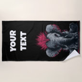 Punk Elefantenkunst – Mohawk-Tierdesign Strandtuch (Vorderseite)