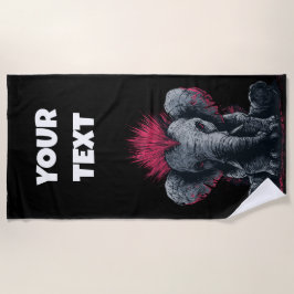 Punk Elefantenkunst – Mohawk-Tierdesign Strandtuch