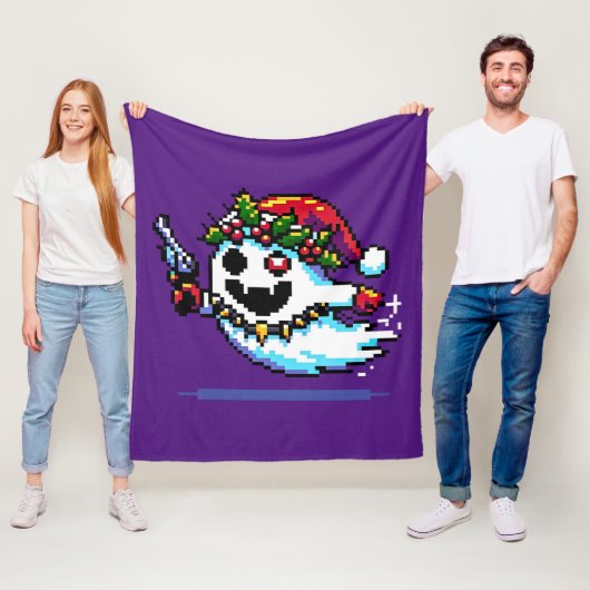 Punk Ghost Christmas - Edgy Pixel Art Holiday Fleecedecke (Beispiel)