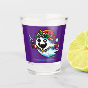Punk Ghost Christmas - Edgy Pixel Art Holiday Schnapsglas