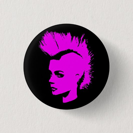 Punk Girl – unichrome print - pink Button (Vorderseite)