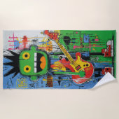 Punk-Gitarren-Monster Graffiti-Kunst Strandtuch (Vorderseite)