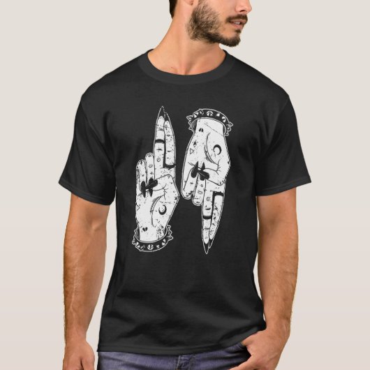 Punk Goth Girl Devil Hands  As Above So Below Witc T-Shirt (Vorderseite)
