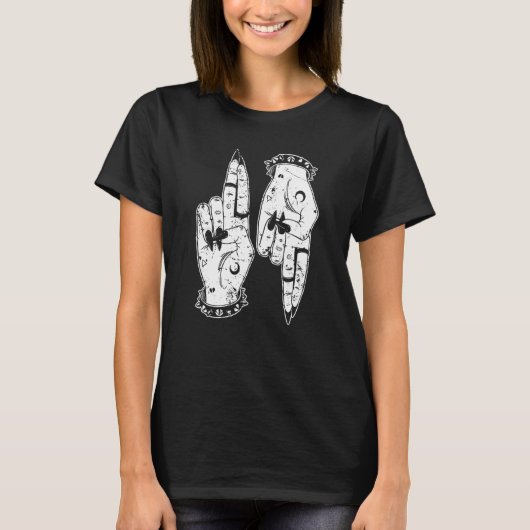 Punk Goth Girl Devil Hands As Above So Below Witc T-Shirt (Vorderseite)