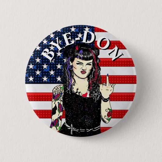 Punk Gothic Girl Drehe den Bird BYE-DON Button (Vorderseite)