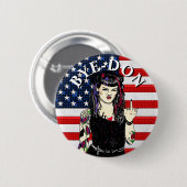 Punk Gothic Girl Drehe den Bird BYE-DON Button (Vorne & Hinten)
