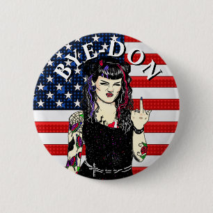 Punk Gothic Girl Drehe den Bird BYE-DON Button