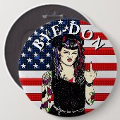 Punk Gothic Girl Drehe den Bird BYE-DON Button (Vorne & Hinten)