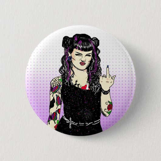 Punk Gothic Girl Drehe die Vogelhand ziehen Button (Vorderseite)