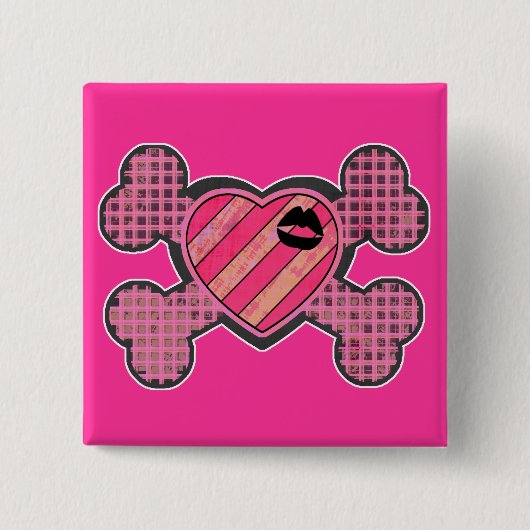 Punk Herz und Kreuz Button (Vorderseite)