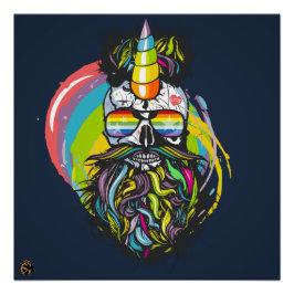 Punk Hipster G-Skulls Einhorn-Schädel Poster
