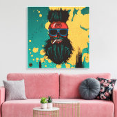 Punk Hipster G-Skulls Schädel Leinwanddruck (Insitu (Wohnzimmer))