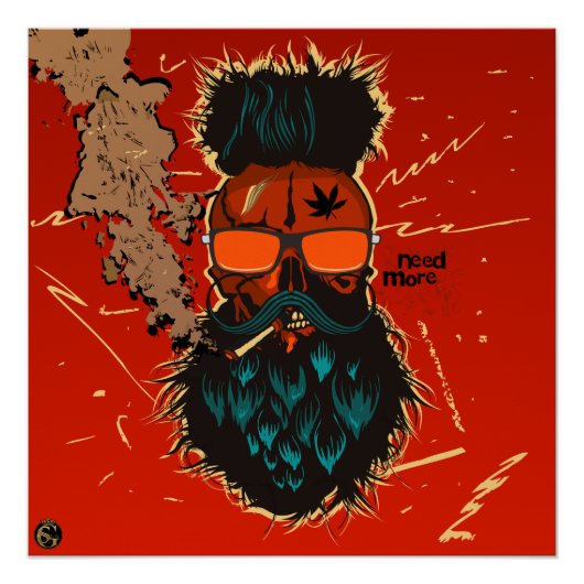 Punk Hipster G-Skulls Schädel need more Poster (Vorderseite)